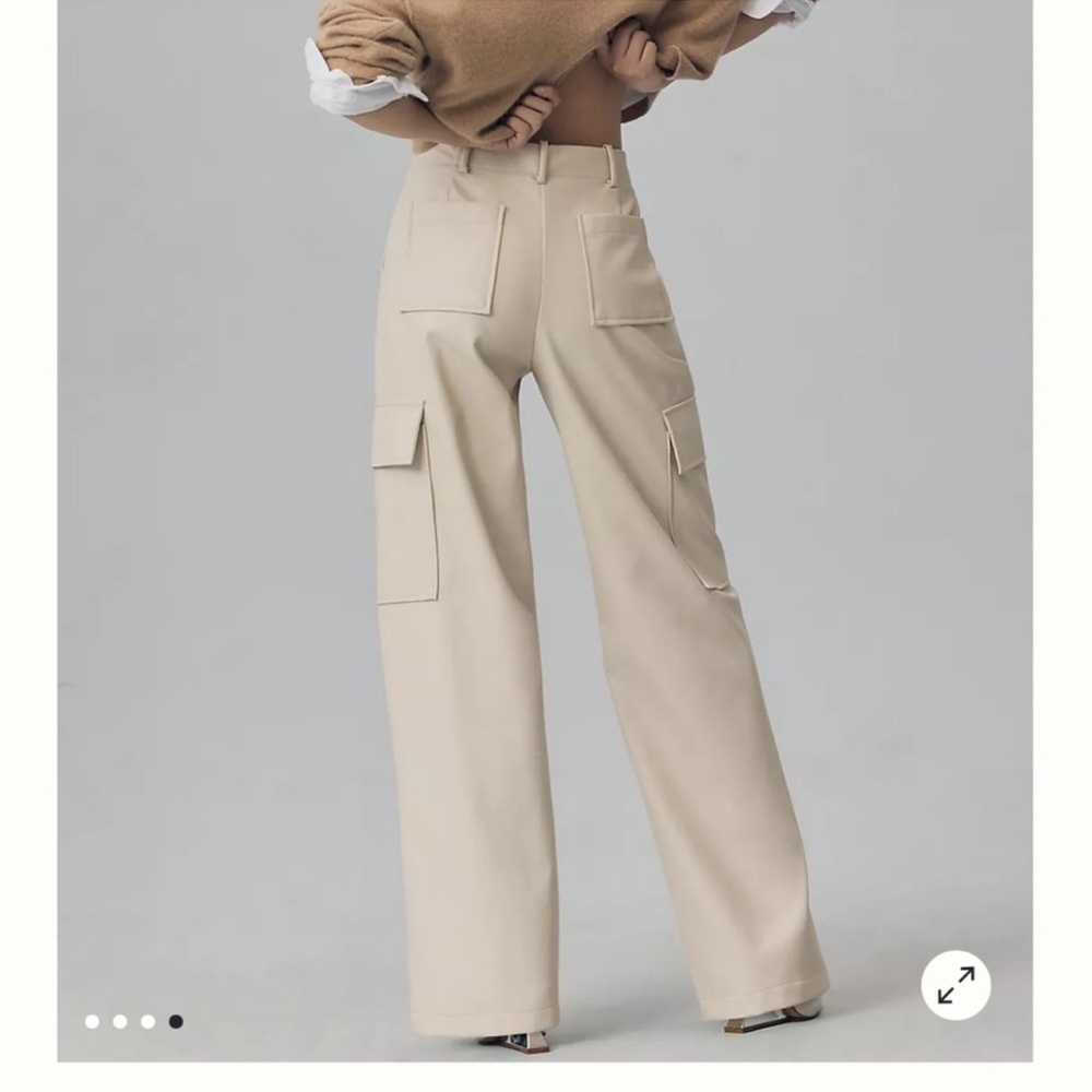 Wayf Faux Leather Burgundy Cargo Wide Leg Pants - Picture 2 of 5